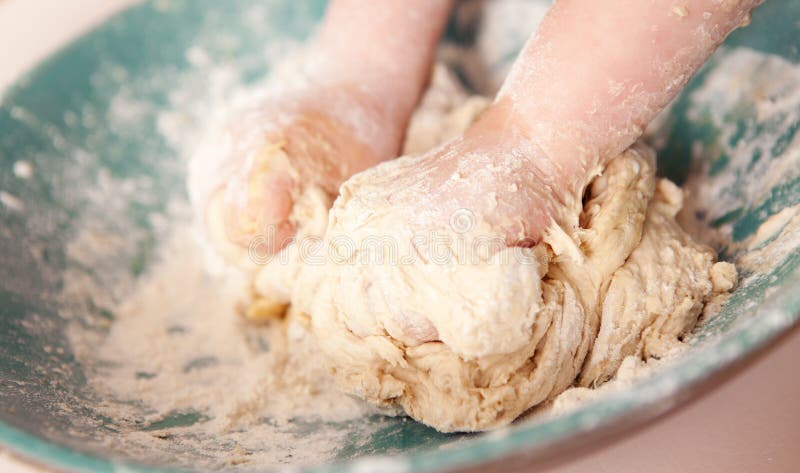 Making Bread Kneading Dough Stock Photo - Image of preparation, hand ...