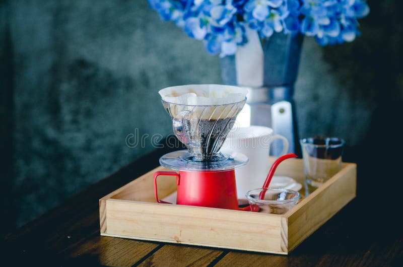 Making Brewed Kit Coffee from Steaming Filter Drip Style on the Stock