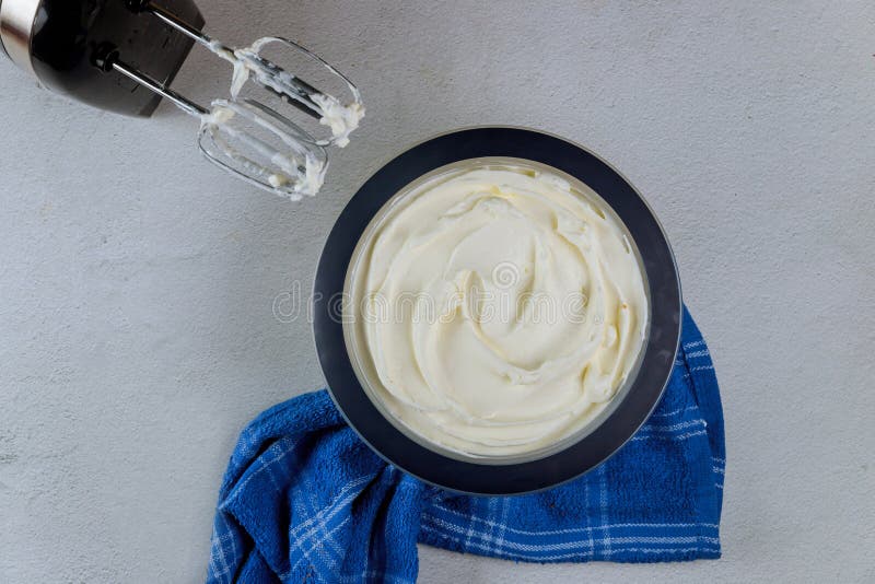 Making Butter Cream for Cake Filling Stock Photo Image of preparation