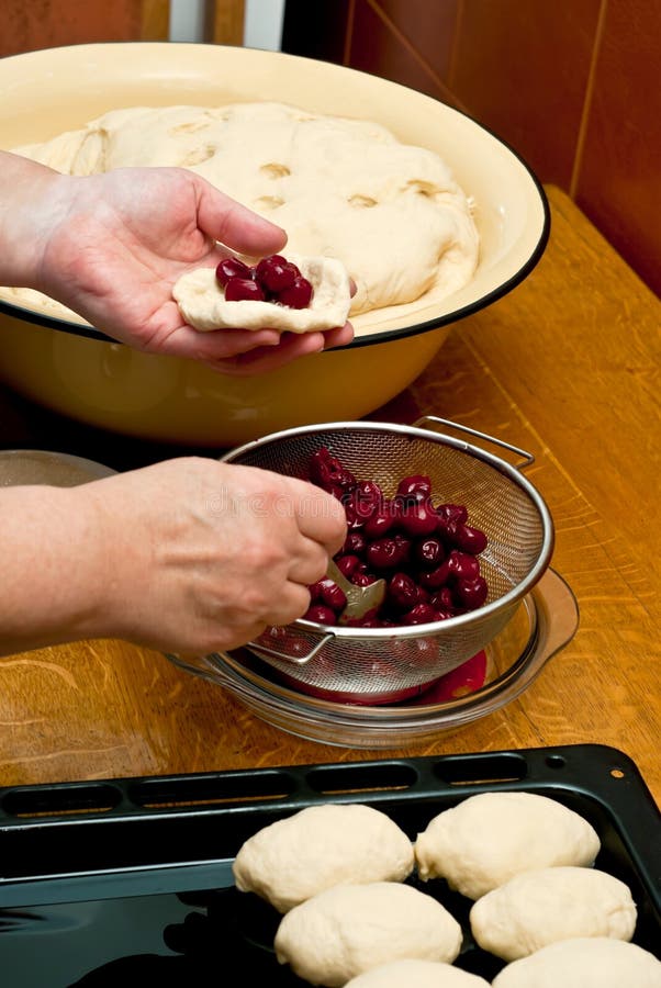 Making cherry pies