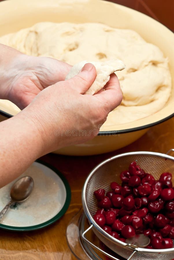 Making cherry pies