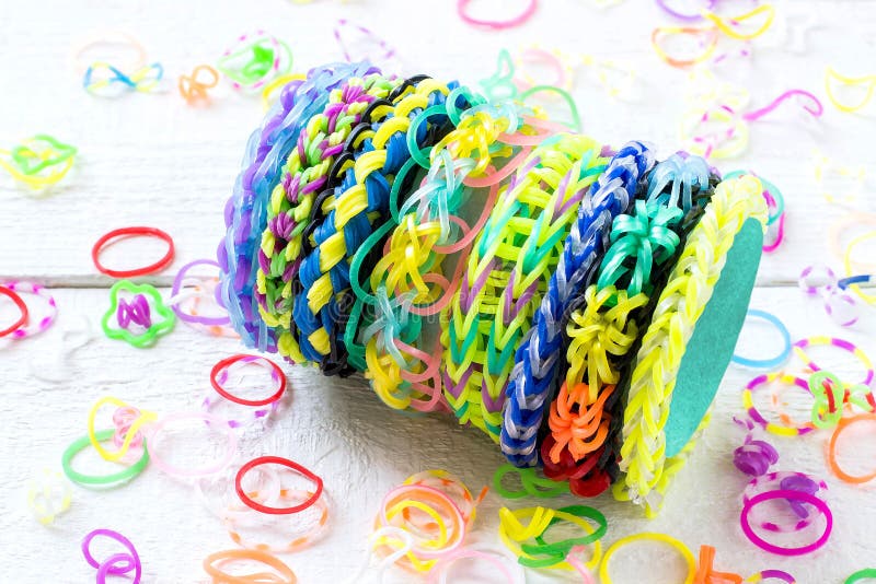 Colorful Rubber Rainbow Loom Band Bracelets On Hand Stock Photo - Download  Image Now - iStock