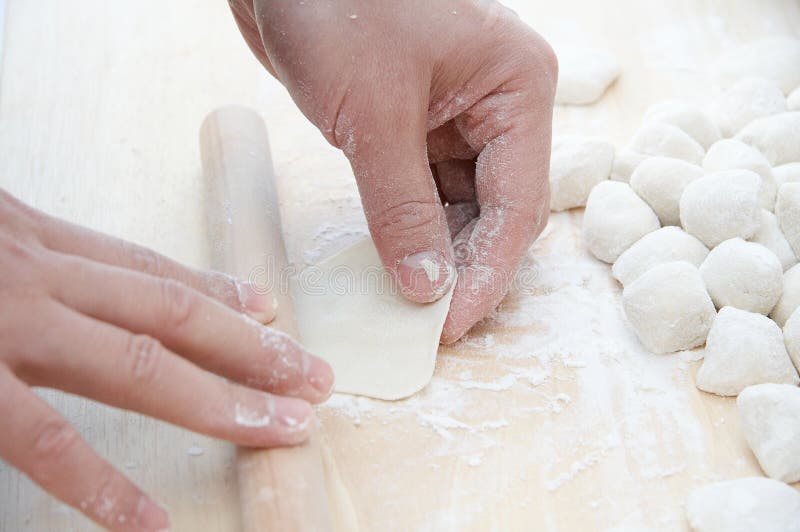 Making Chinese dumplings