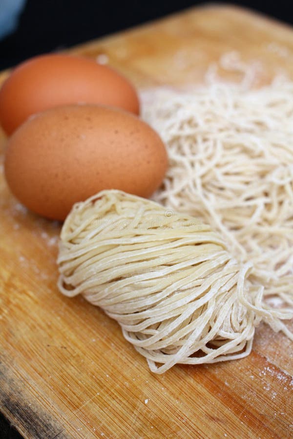 Making Chinese Noodle and Egg Stock Image Image of table, cutting