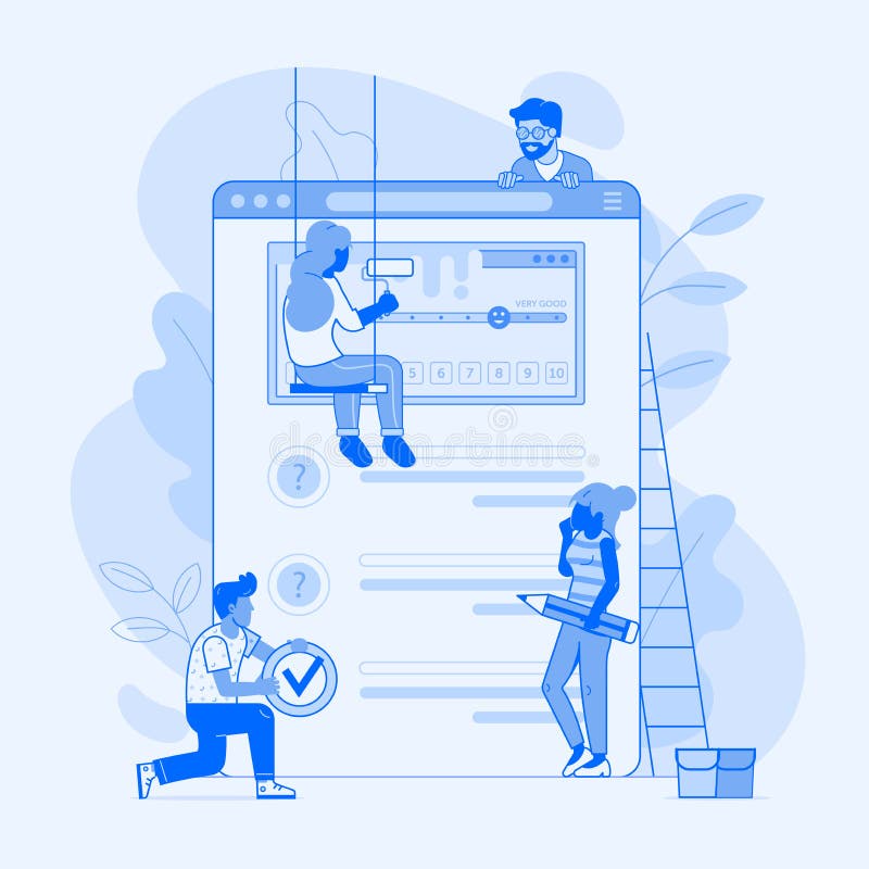 Team Working Over Client Experience Survey stock illustration