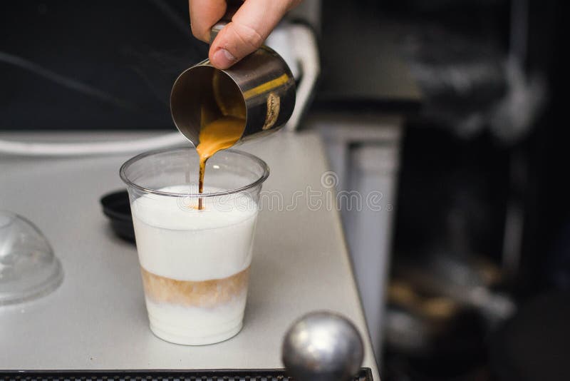Making coffee in a coffee shop. royalty free stock images Making coffee in a coffee shop. royalty free stock images