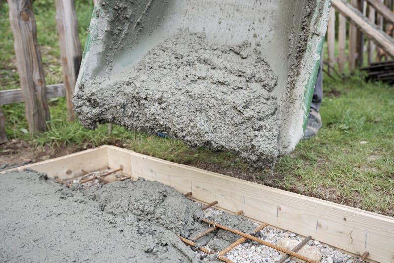 Making Concrete Foundation in Back Yard Stock Image - Image of back ...