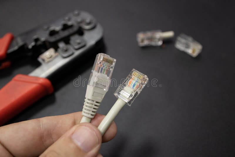 Making Crimp for Network Rj45 Wire with Crimping Tool. Step by