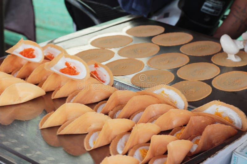 Making Crispy Pancake is Delicious Stock Photo Image of cream