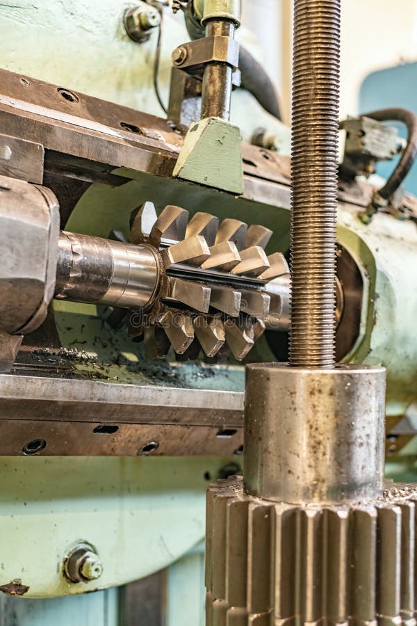 Making and Cutting a Gear Tooth on a Gear Cutting Machine Stock Image