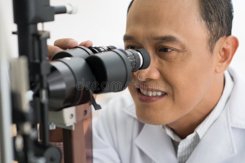 Making eyesight test royalty free stock image