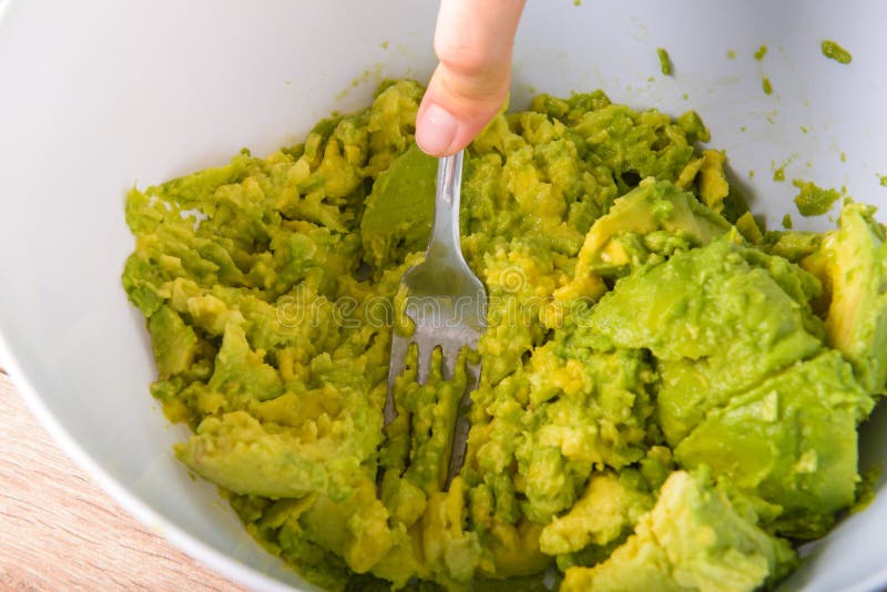 Making Guacamole Smashing Avocado Stock Photo Image of avocados