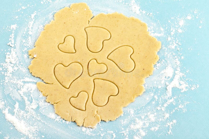 Making Heart Shaped Shortbread Cookies with Cutter Stock Image Image