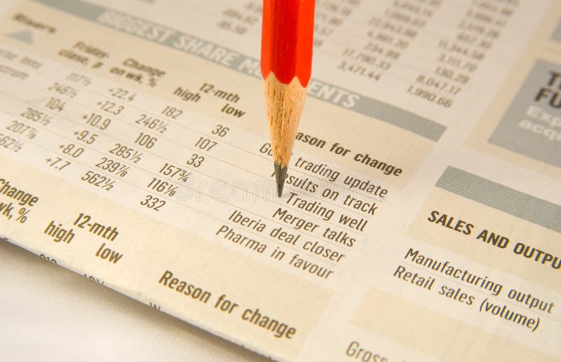 Making an Investment in Shares. Stock Photo Image of gilts, page