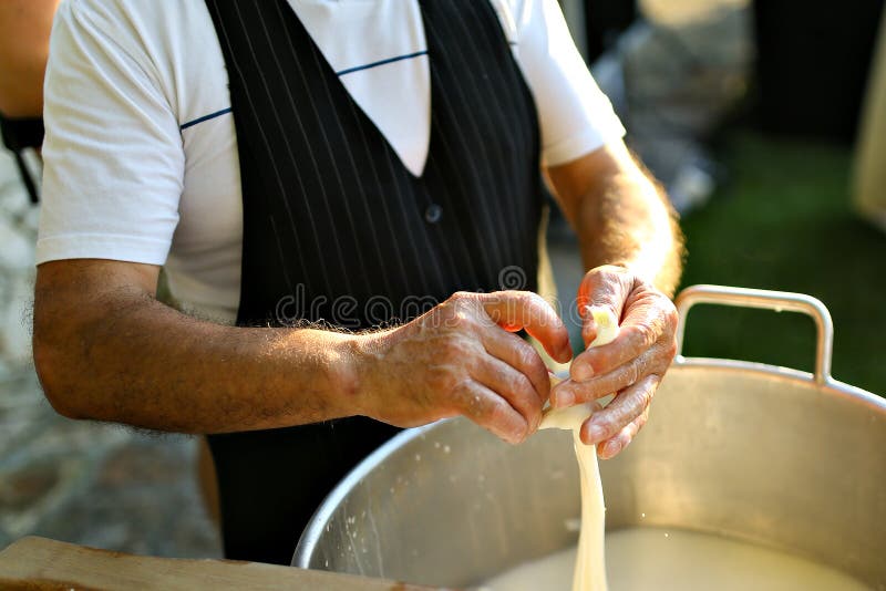making Mozzarella real italian cheese royalty free stock photography