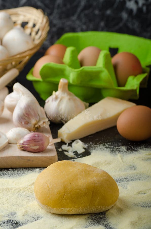 Making Pasta from Italian Flour Semolina Stock Photo - Image of chef