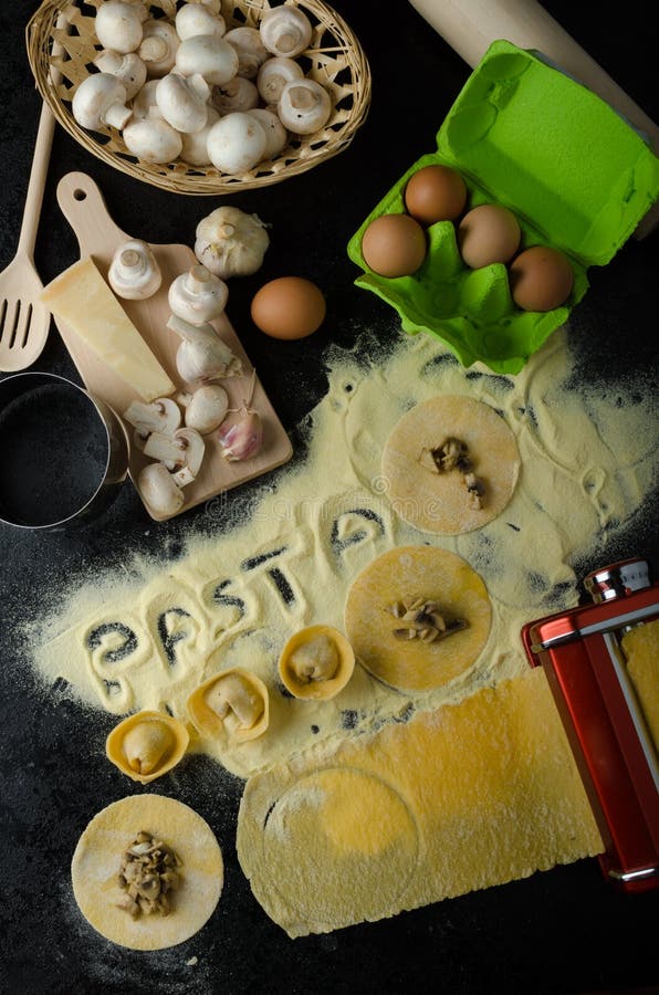 Making Pasta from Italian Flour Semolina Stock Image - Image of baker
