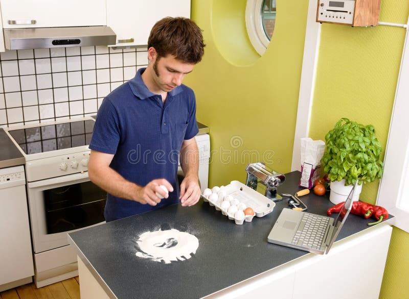 Making Pasta - Online Recipe Stock Photo - Image of modern, male: 3193430