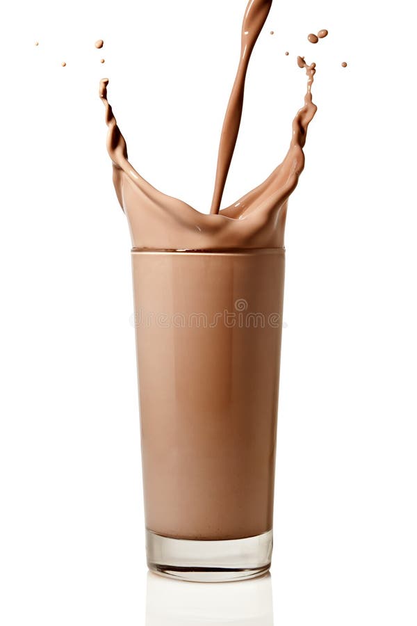 Making a Splash by Pouring Chocolate Milk into a Glass Stock Image