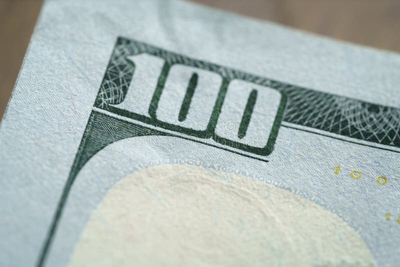 Makrofoto av hundra dollarräkning fotografering för bildbyråer Makrofoto av hundra dollarräkning fotografering för bildbyråer