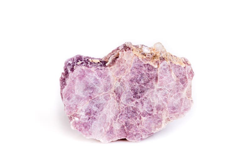 Makromineralsteinlepidolite auf weißem Hintergrund stockbild