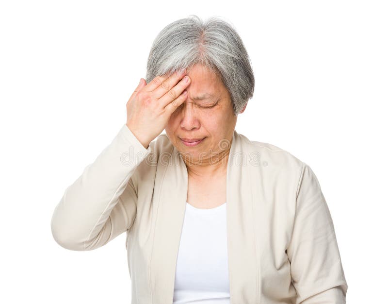 Mal de tête de sentiment de dame âgée image stock Mal de tête de sentiment de dame âgée image stock