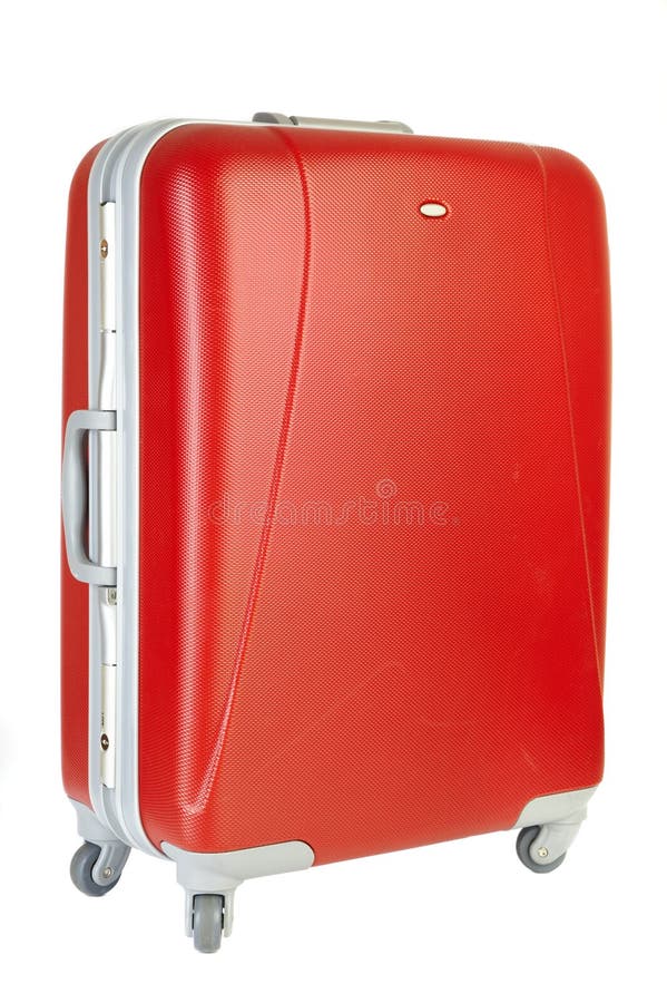 Red suitcase on a white background. Red suitcase on a white background