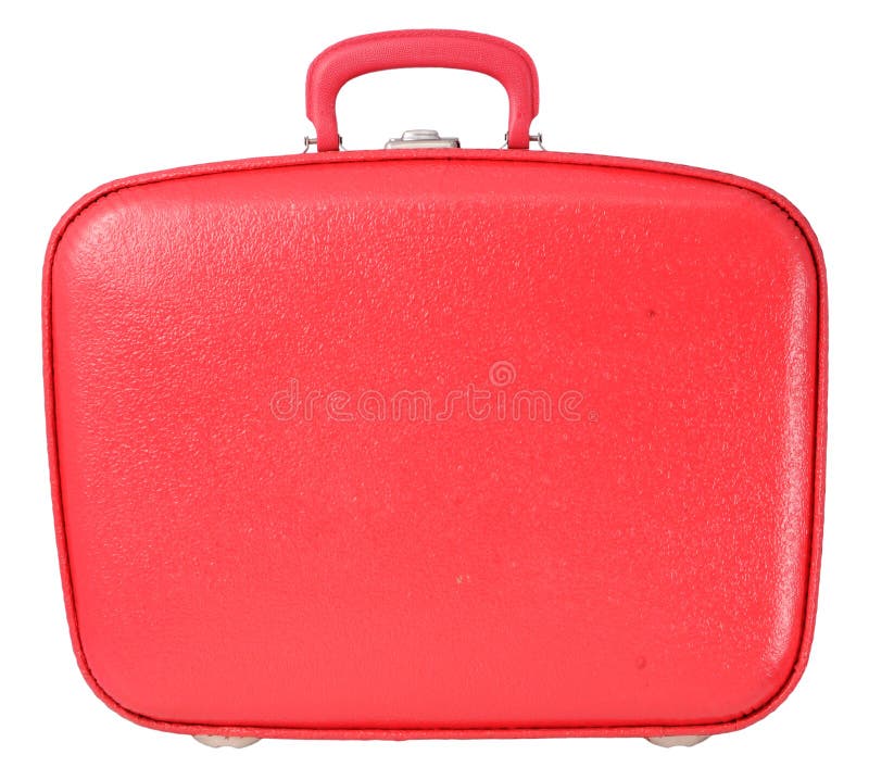 Red vintage suitcase, isolated on white. Red vintage suitcase, isolated on white