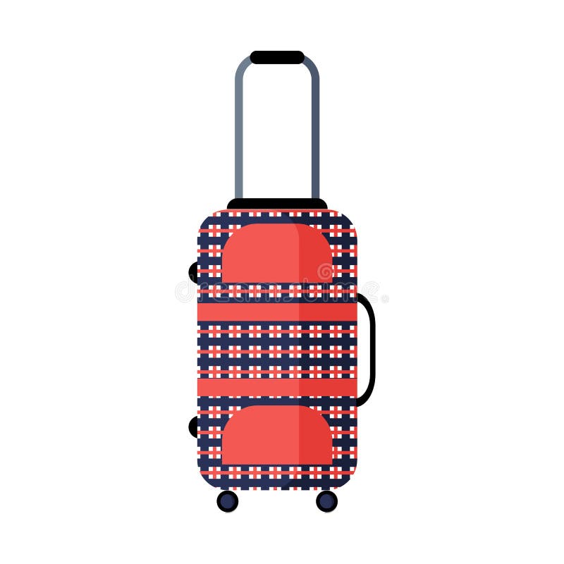 Mala de viagem vermelha e azul quadriculado moderna do curso ?cone liso do vetor Objeto isolado no fundo branco ilustração stock Mala de viagem vermelha e azul quadriculado moderna do curso ?cone liso do vetor Objeto isolado no fundo branco ilustração stock