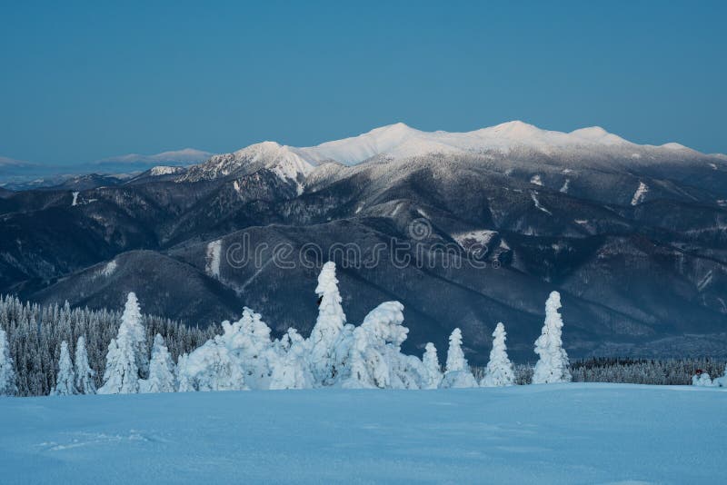 Mala Fatra mountains from Vidlica peak in Mala Fatra during winter