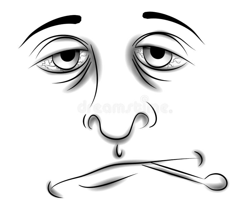 Malade avec le visage de froid ou de grippe illustration de vecteur Malade avec le visage de froid ou de grippe illustration de vecteur