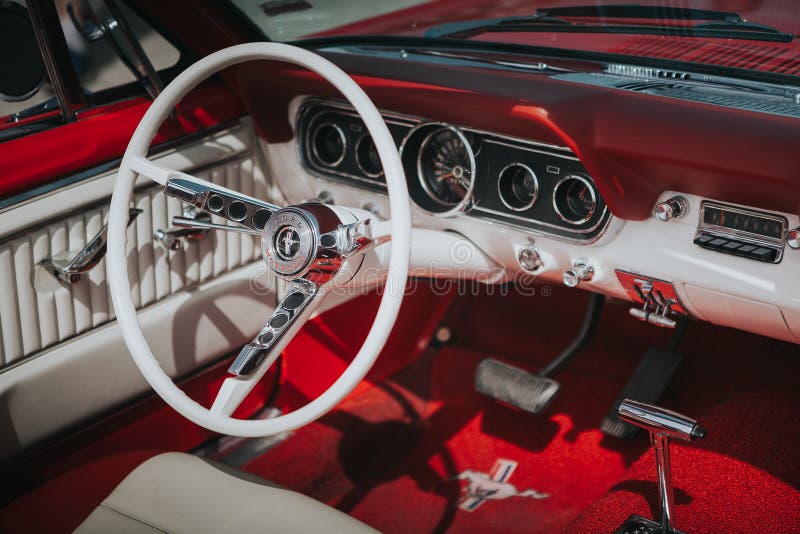 Malaga Spain July 30 2016 1966 Ford Mustang Interior