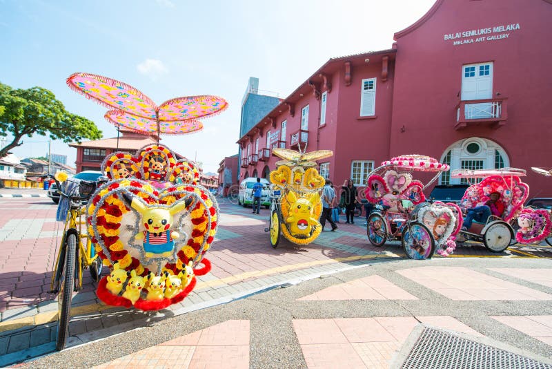 Malakka, Malaysia - 21. Februar 2016: Trishaw ist populäre Öffentlichkeit lizenzfreies stockbild Malakka, Malaysia - 21. Februar 2016: Trishaw ist populäre Öffentlichkeit lizenzfreies stockbild