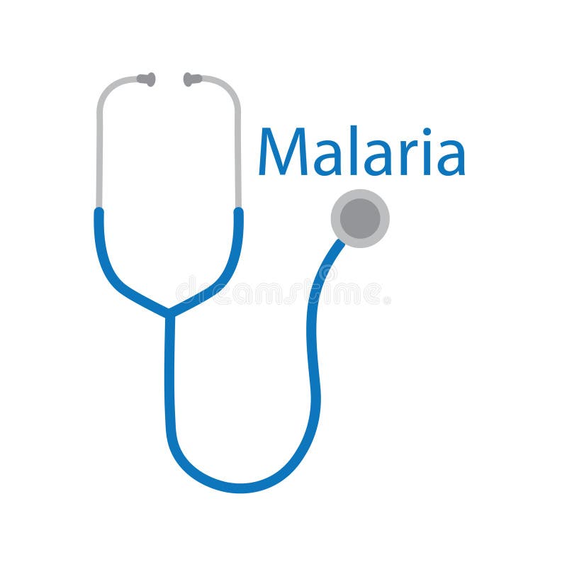 Malariatext- und -stethoskopikone stock abbildung
