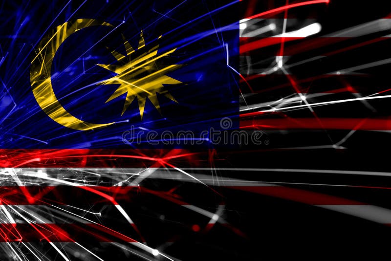 Malaysia abstract fireworks sparkling flag. New Year, Christmas and National day concept vector illustration Malaysia abstract fireworks sparkling flag. New Year, Christmas and National day concept vector illustration