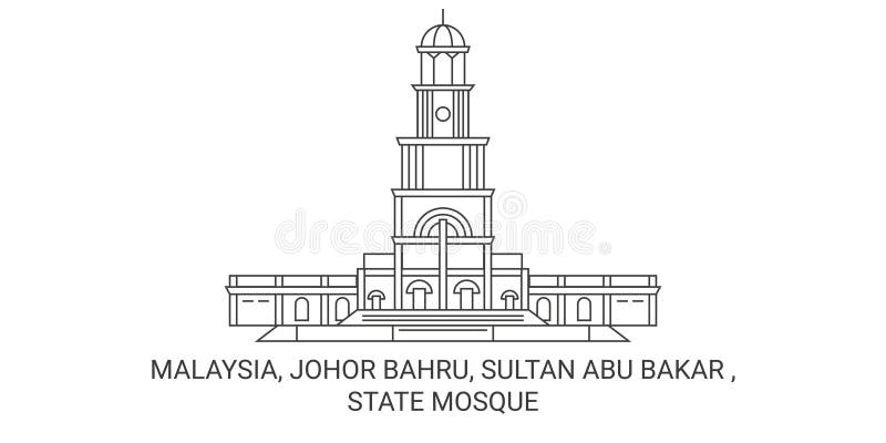 Malaysia, Johor Bahru Line Travel Skyline Set. Malaysia, Johor Bahru ...