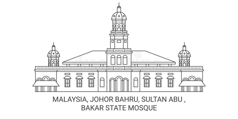 Malaysia, Johor Bahru Line Travel Skyline Set. Malaysia, Johor Bahru ...