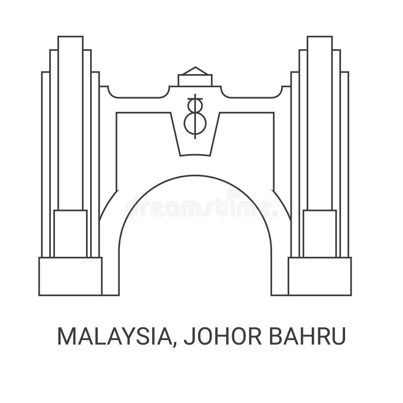 Malaysia, Johor Bahru Line Travel Skyline Set. Malaysia, Johor Bahru ...