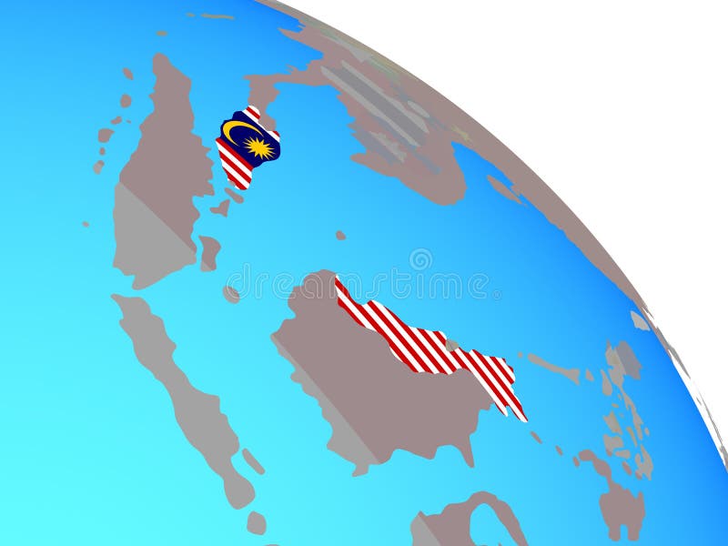 Malaysia med flaggan på jordklotet vektor illustrationer Malaysia med flaggan på jordklotet vektor illustrationer