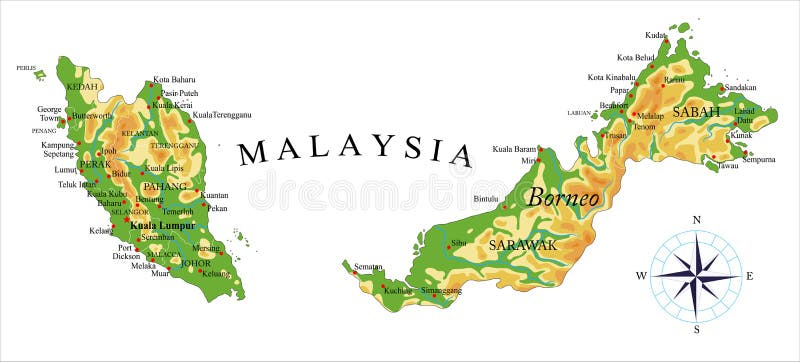 Malaysia Map Stock Vector Illustration Of City Malaysian 8989738