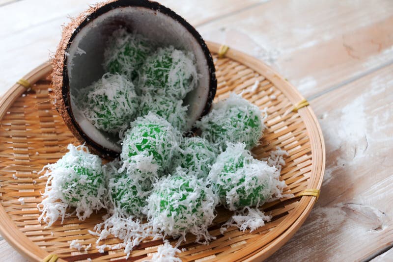 Glutinous Rice Cake On Dish ; White Background Stock Photo 