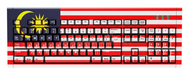 Malaysische Fahne auf Computertastatur 3d Rendering gemalt vektor abbildung