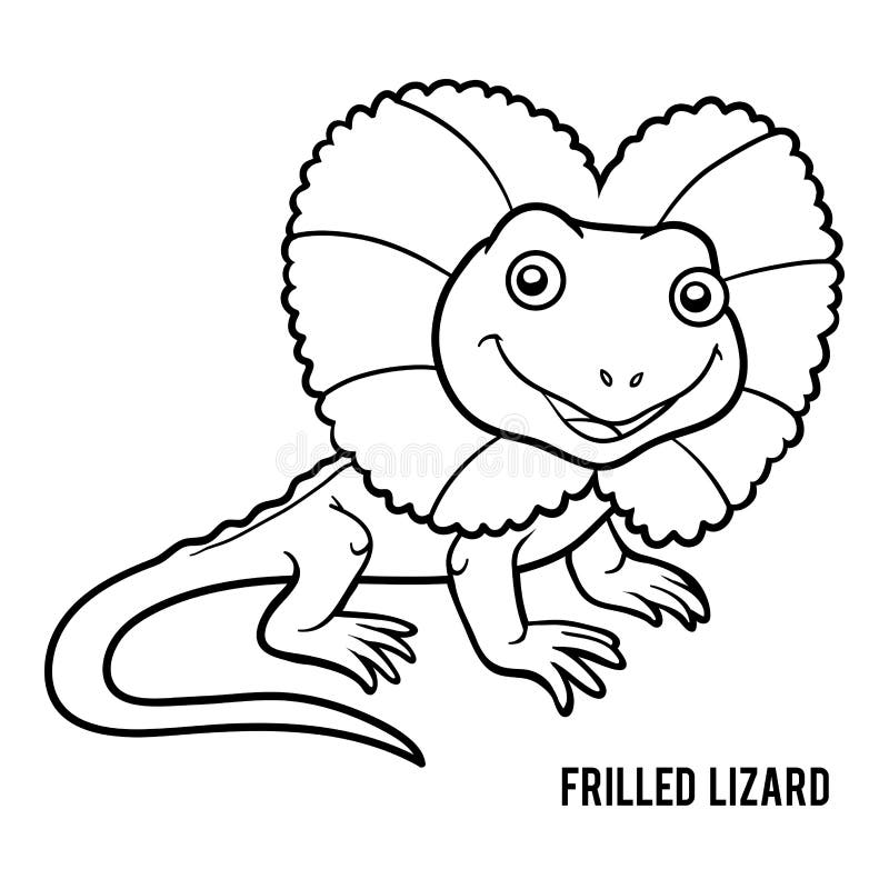 Coloring book for children, Frilled lizard. Coloring book for children, Frilled lizard