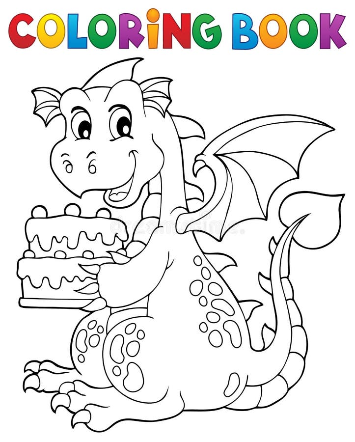 Malbuchdrache-Holdingkuchen 1 lizenzfreie abbildung Malbuchdrache-Holdingkuchen 1 lizenzfreie abbildung