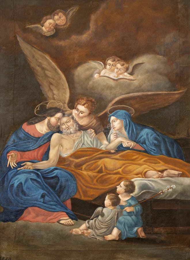 Data Di Nascita E Morte Di San Giuseppe MALCESINE, ITALIA, 2019: Il Dipinto Della Morte Di San Giuseppe Nella
