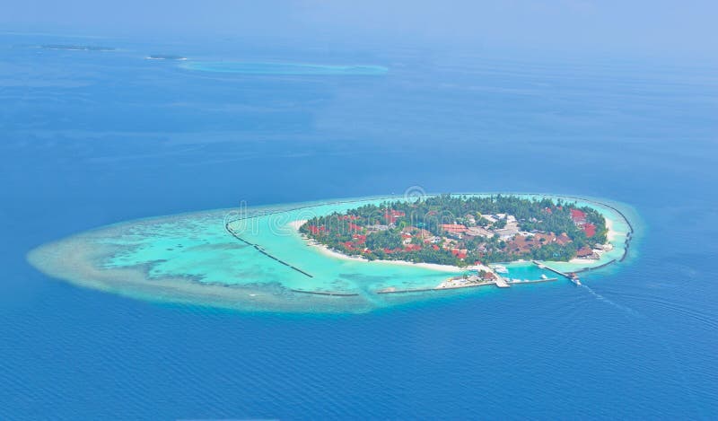 Maldives island from sky stock photo
