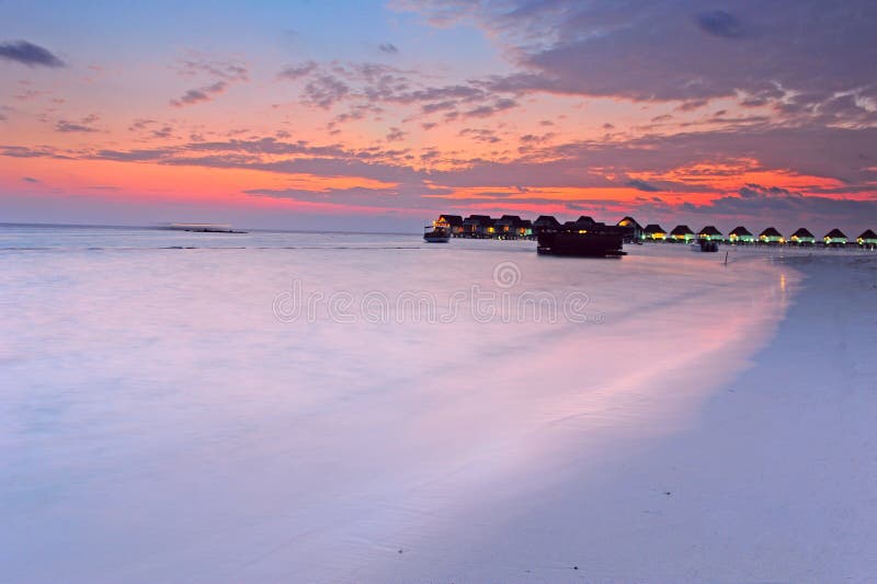 Maldives island sunset royalty free stock photos
