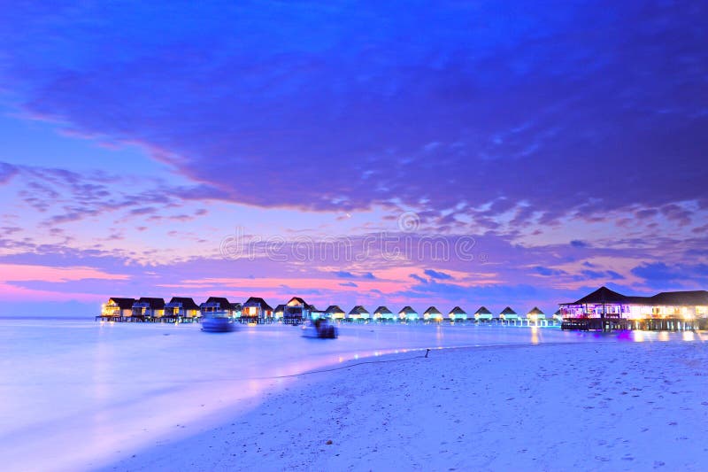 Maldives island sunset stock photography