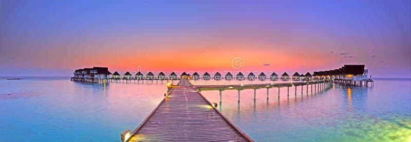 Maldives island sunset Panorama
