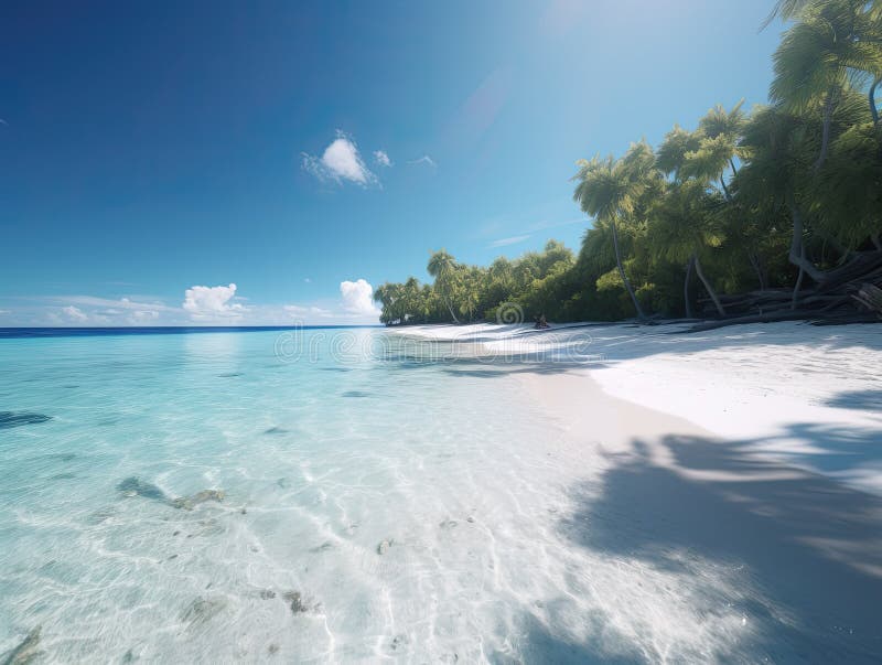 A stunning view of the Maldives islands, with crystal-clear turquoise water and powdery white sand on the beach. The lush green palm trees and foliage add to the tropical vibe of the scene. A stunning view of the Maldives islands, with crystal-clear turquoise water and powdery white sand on the beach. The lush green palm trees and foliage add to the tropical vibe of the scene.